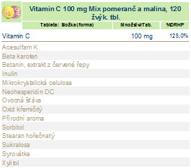 Viatmín C příchuť pomeranč a malina